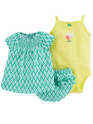 Carters Infant Girls 3 piece Top Bodysuit Diaper Cover Set Mouse Outfit