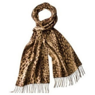Womens Brown & Tan Leopard Print Fring Winter Neck Scarf