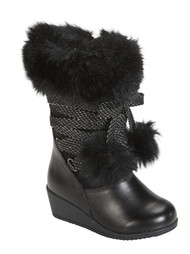 Canyon River Blues Toddler Girls Black Fashion Boots with Faux Fur Trim