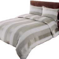 Home Classics Elgin Khaki Stripe 3 Pc Duvet Set King Bed Comforter Cover