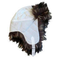 Envision Avenue Womens Quilted White Trapper Hat with Plush Brown Fur Aviatior