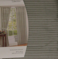 Home Two Green Window Panels Leno Stripe Tab Top Curtain Pair 84"