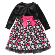 Youngland Infant Girls Black Pink Dots Party Dress Holiday Outfit