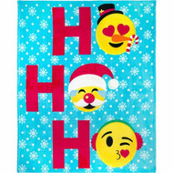 Emoji HO HO HO Christmas Smiley Expression Plush 50 x 60 Throw Blanket