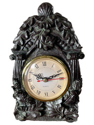 Elements Resin Leaf Desk Mantle Clock Cassic Old World Style
