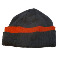 Athletic Works Mens Cuffed Gray & Orange Knit Beanie Winter Hat Stocking Cap