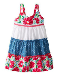Youngland Infant & Toddler Girls Pink Flower Polka Dot Tiered Dress Sun dress