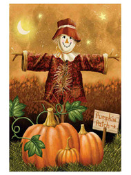 Evergreen Pumpkin Patch Scarecrow Autumn Fabric Garden Flag 18 by 12 Inch