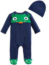 First Impressions Infant Boy 2 PC Plush Monster Jumpsuit Sleeper Hat Outfit