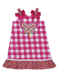 Youngland Infant & Toddler Girls Pink & White Butterfly Dress Sun dress