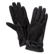 Womens Black Suede Knotted Leather Gloves