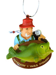 Trimmerry Wishin I was Fishin Christmas Tree Ornament Fisherman & Trophy Fish