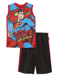 DC Comics Little Boys 2 Piece Superman Man Of Steel Tank Top & Athletic Shorts
