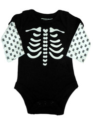 Fade Glory Infant Boy Black Skeleton Creeper Snap Bottom Skull Halloween