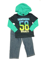 Kids R Us Toddler Boys Blue Snowboarders Rule 2 Piece Pants & Shirt Set