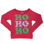 Fifth Sun Womens Red Ho Ho Ho Christmas T-Shirt Holiday Tee Shirt