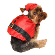 Simply Dog Costume Silky Red Glitter Santa Claus Christmas Pet Outfit Hat