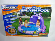 Banzai Happy Hippo Splash Pool Inflatable Toddler Swim Play with Shade Canopy