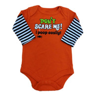Faded Glory Infant Boy Orange Don't Scare Me Creeper Spider Halloween Shirt
