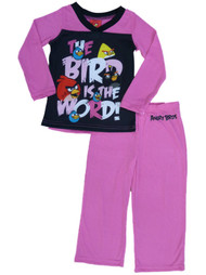 Angry Birds Girls Pink The Bird Is The Word Pajama Top & Bottoms 2PC Sleep Set