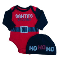 Baby Glam Infant Boys Santa's Little Man Creeper Christmas Bodysuit & Hat Set