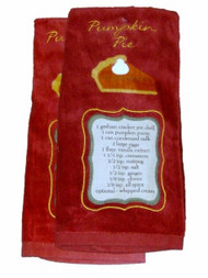 Celebrate The Season Harvest Pumpkin Pie Recipe Kitchen Dish Towel Set