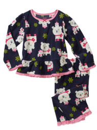 Carters Infant & Toddler Girls Blue Fleece Polar Bear Sleepwear Set Pajamas