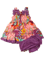 Youngland Infant & Toddler Girls Pink Floral Sequin Ruffled Dress Sundress
