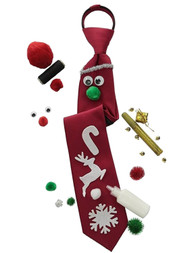 Noel Mens Red Satin Make Your Own Ugly Christmas Reindeer Tie Kit