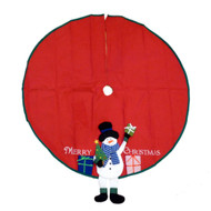Holiday Time Red Felt Snowman Christmas Tree Skirt Xmas Holiday
