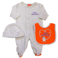 Infant Girls I Love Mummy Polka Dot Halloween Sleeper Coverall Bib & Hat Set