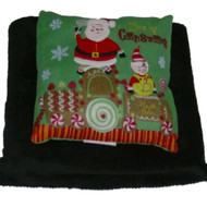 Holiday Time Christmas Santa Accent Pillow & Super Soft Black Throw Blanket Set