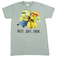 Despicable Me Minion Mens Gray Best Gift Ever T-Shirt Short Sleeve T Shirt
