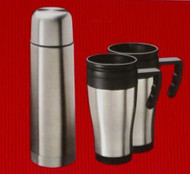 Stainless Steel Insulated Beverage Bottle & Two Travel Mugs Keeps Hot and Cold