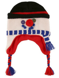 ABG Boys White Holiday Snowman Winter Cap Knit Peruvian Trapper Hat