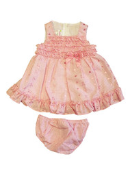 Ashley Ann Infant Girls Lined Pink Gingham Ruffled Dress Sun Dress 3-6 Months