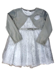 Infant & Toddler Girls White Formal Holiday Dress & Gray Shrug Baby Outfit