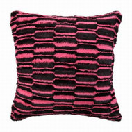 Brunton Faux Fur Pink & Black Riviera Stripe Throw Pillow Accent Toss Cushion