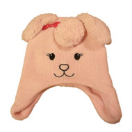 Faded Glory Toddler Girls Pink Poodle Trapper Hat Beanie Faur Fur Stocking Cap