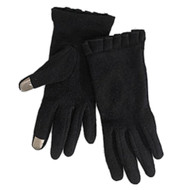 Runway Womens Black Ruffle Text & Tech Touchscreen Gloves Wool blend