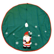 Trimmery Green Felt Santa Claus Snowflake Christmas Tree Skirt Xmas Holiday