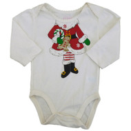 The Children's Place Infant Girls White Snap Bottom Christmas Creeper Shirt 3-6m