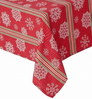 St Nicholas Square Woven Red Stripe Snowflake Tablecloth Table Cloth 60x102 Ob