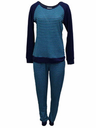Willow Bay Womens Blue Striped Pajamas Soft Knit Pajama Sleep Set