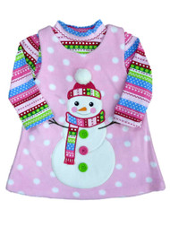 Bonnie Baby Infant Girls Pink Snowman Jumper Dress Striped Bodysuit 2 PC Set