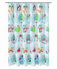 St Nicholas Square Christmas Animal Friends Fabric Shower Curtain Holiday