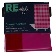 Bath Style Hot Pink Plaid PEVA Vinyl Shower Curtain Pretty Checks
