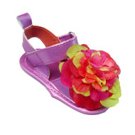 Rising Star Infant Girls Purple & Pink Flower Sandals Soft Baby Crib Shoes