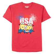 Despicable Me Boys Minion Shirt Patriotic Red USA Fireworks T-Shirt