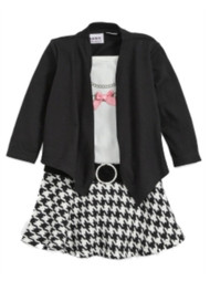Youngland Infant & Toddler Girls Black White Check Dress Pink Ribbon Pearls